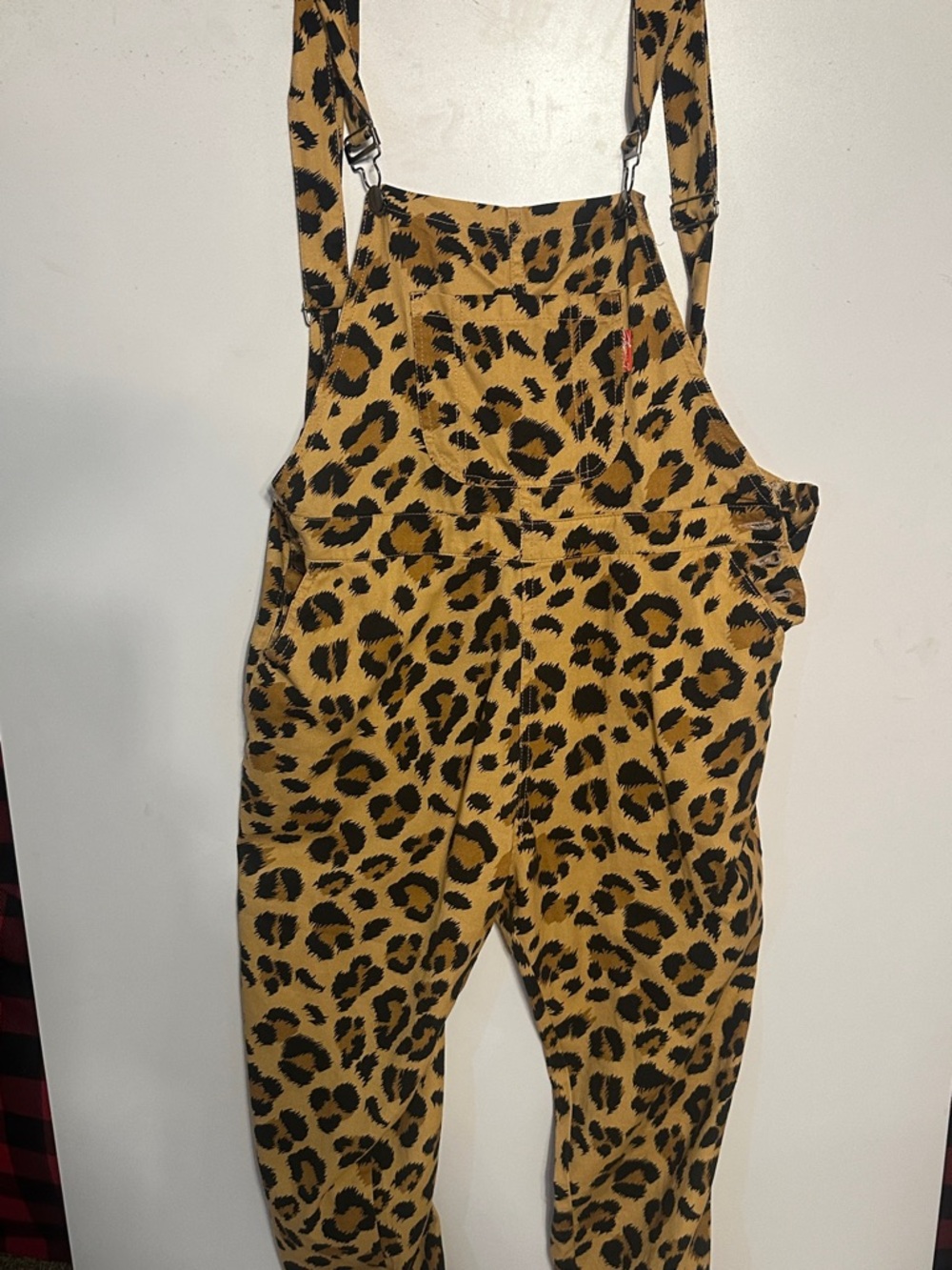 Shinesty Leopard Print Corduroy Overalls - Mustard & Black